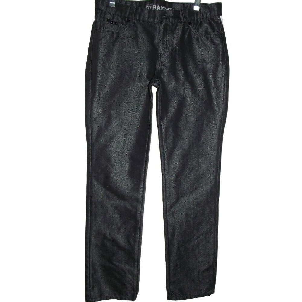 New York & Company Size 6 Low Rise Straight Leg Black Jeans studded stud sheen